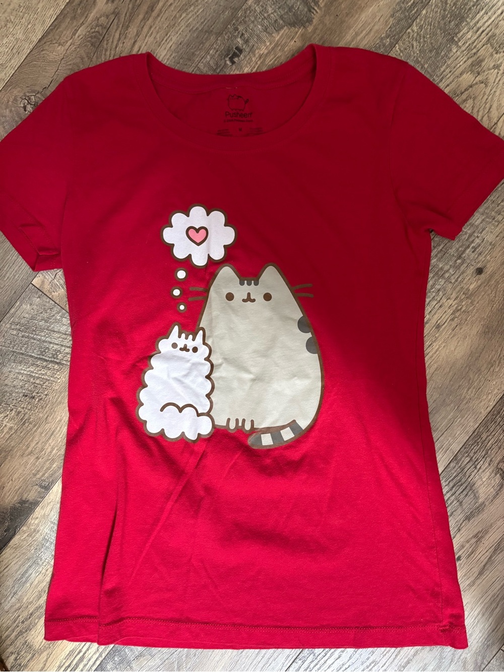 Pusheen Red Graphic Tee with Printed Cat Logo
